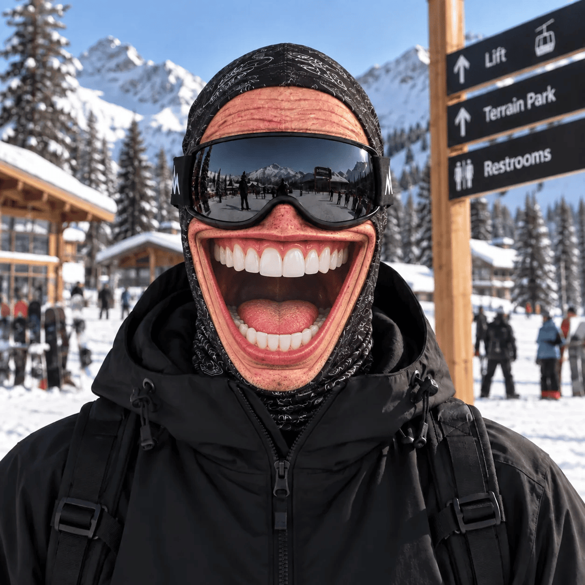 πΏ Realistic Face Balaclava β Funny Ski & Snowboard Mask for Cold Weather Adventures