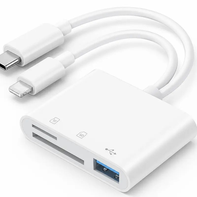 SD Card Reader for iPhone, iPad and Android, Camera Adapter, USB-C & Lightning