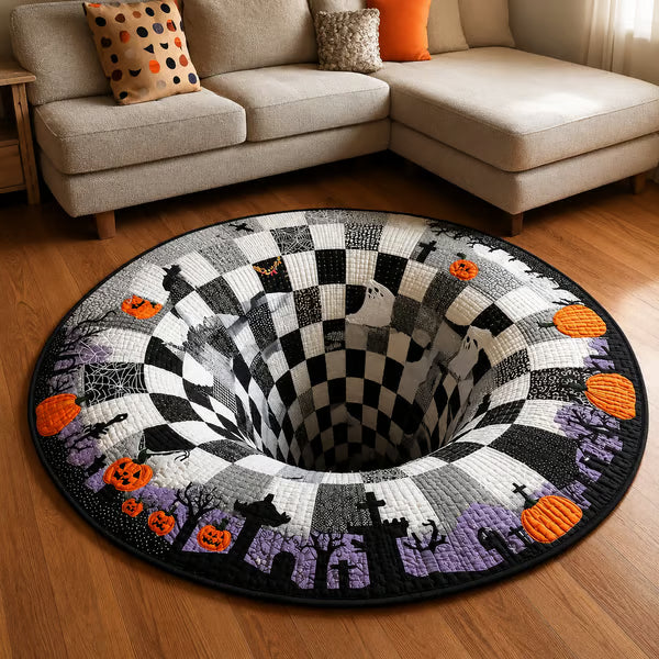 🎃 Halloween 3D Skeleton Vortex Round Rug