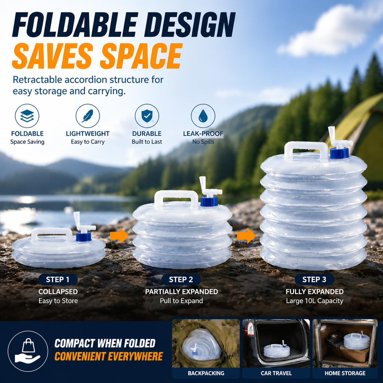 Foldable Camping Water Container โ 5L/10L/15L Portable Water Bucket