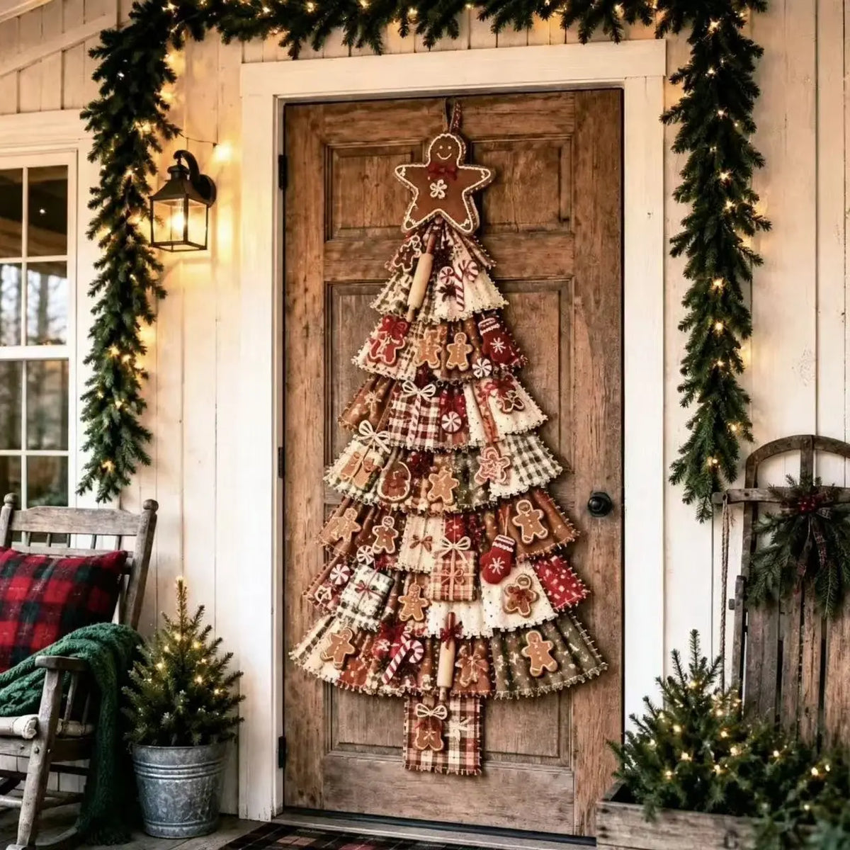 π CHRISTMAS DOOR FAVORITE| Layered Fabric Tree Hanging