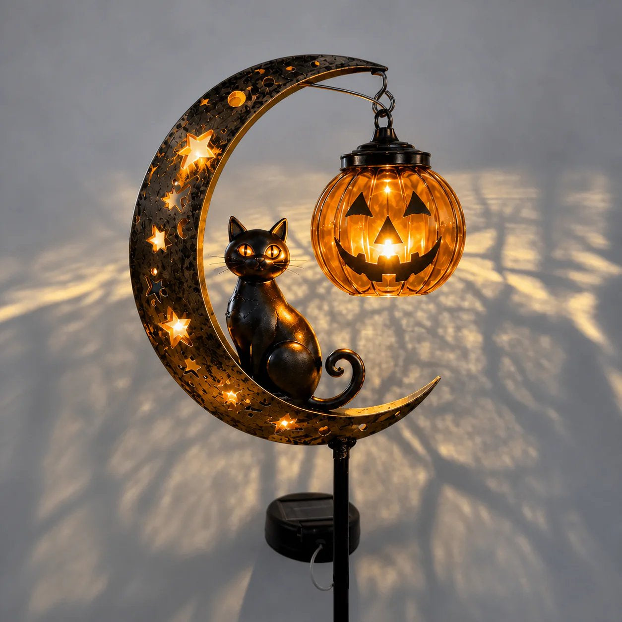 👻Solar Halloween Garden Stake Light with Black Cat & Pumpkin