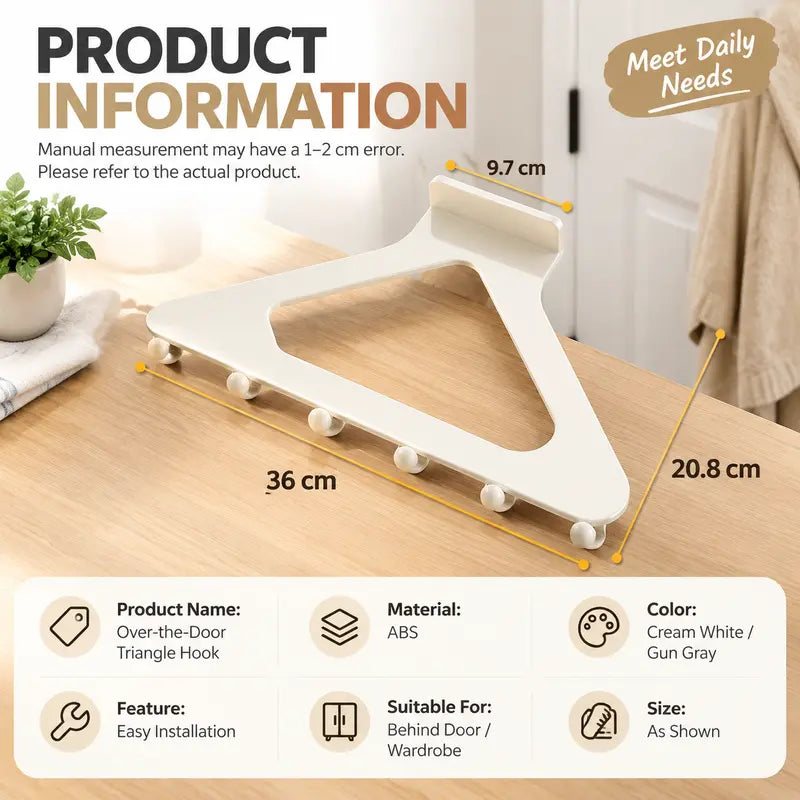 2 Packs Over-the-Door Triangle Hanging Organizer - No-Drill Slide Installation 🪝