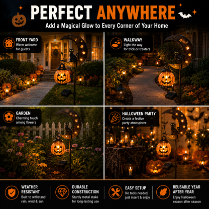 👻Solar Halloween Garden Stake Light with Black Cat & Pumpkin