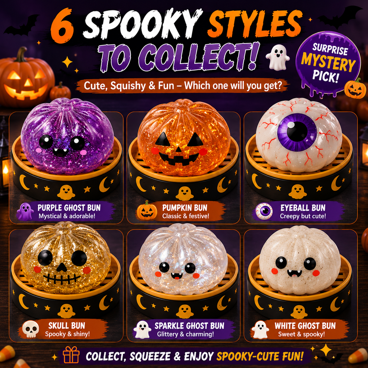 🎃Halloween Steamed Bun Squishy Mystery Box Toy