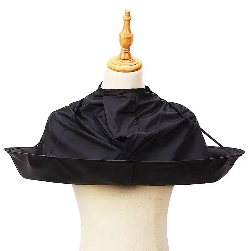 Umbrella‑Style Hair Cutting Cape with Memory Steel Ring for Home Grooming
