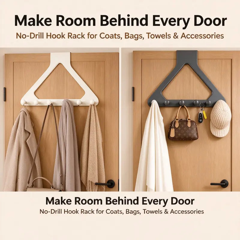2 Packs Over-the-Door Triangle Hanging Organizer - No-Drill Slide Installation 🪝