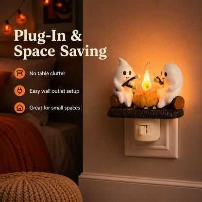Cute Ghost Campfire Halloween Nightlight