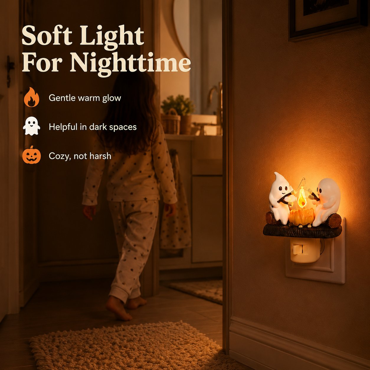 Cute Ghost Campfire Halloween Nightlight
