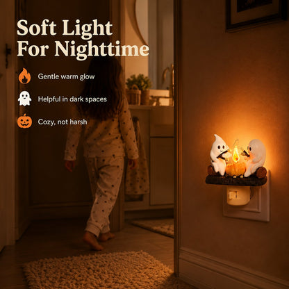 Cute Ghost Campfire Halloween Nightlight