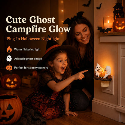 Cute Ghost Campfire Halloween Nightlight