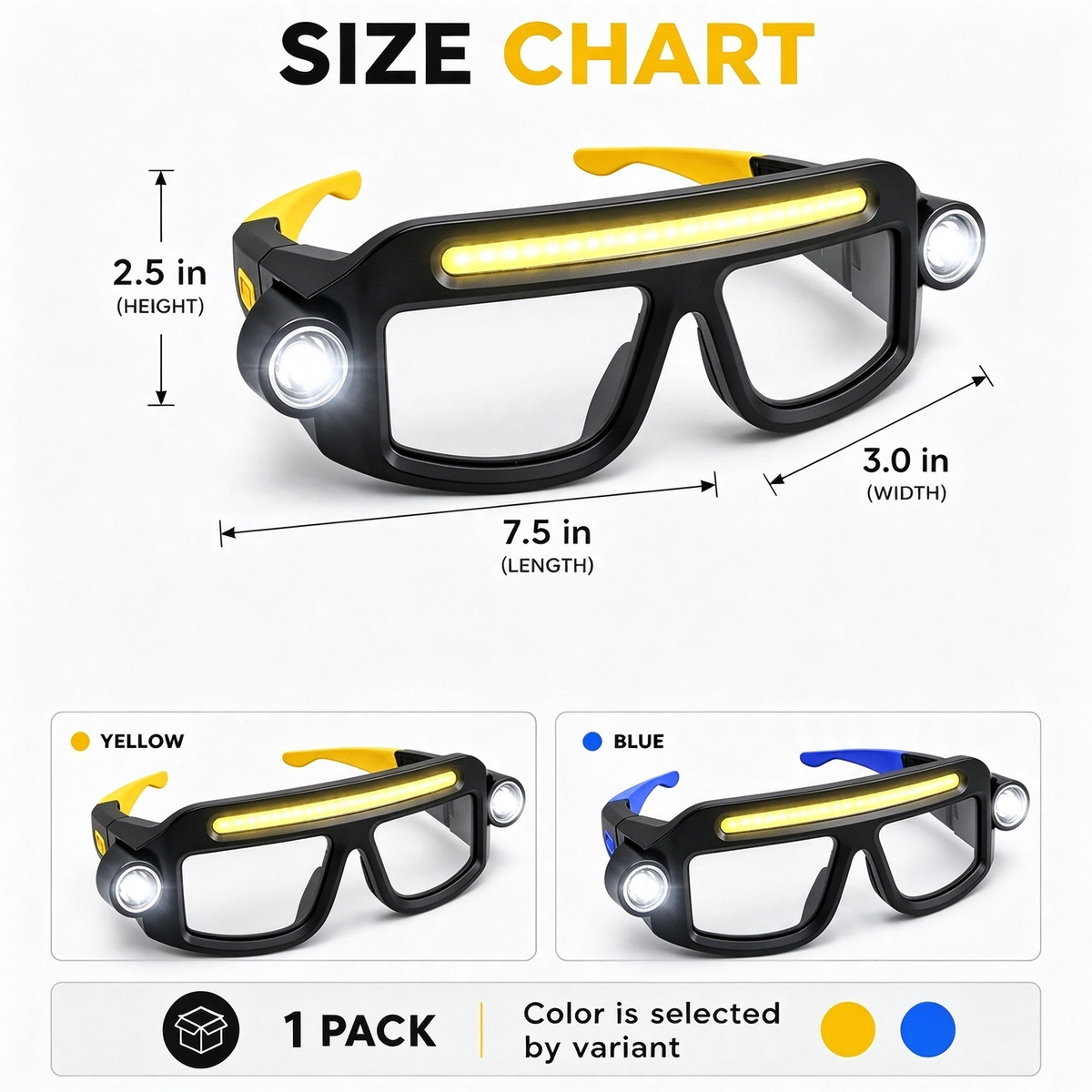Rechargeable LED Headlamp Glasses - Hand-Wave Sense, Type-C USB Charging 🕶️