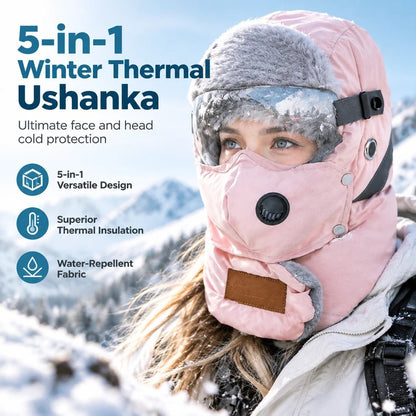 Winter Thermal Ushanka Hat with Detachable Mask and Goggles