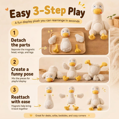 Magnetic Rage Duck, Detachable Duck Plush Toy with a Plush Knife