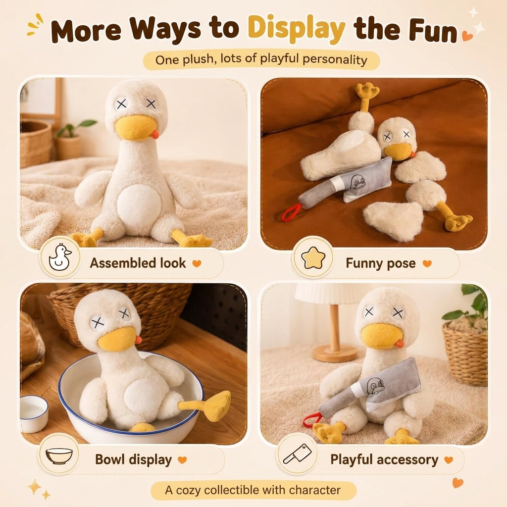 Magnetic Rage Duck, Detachable Duck Plush Toy with a Plush Knife