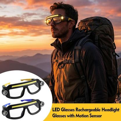 Rechargeable LED Headlamp Glasses - Hand-Wave Sense, Type-C USB Charging 🕶️