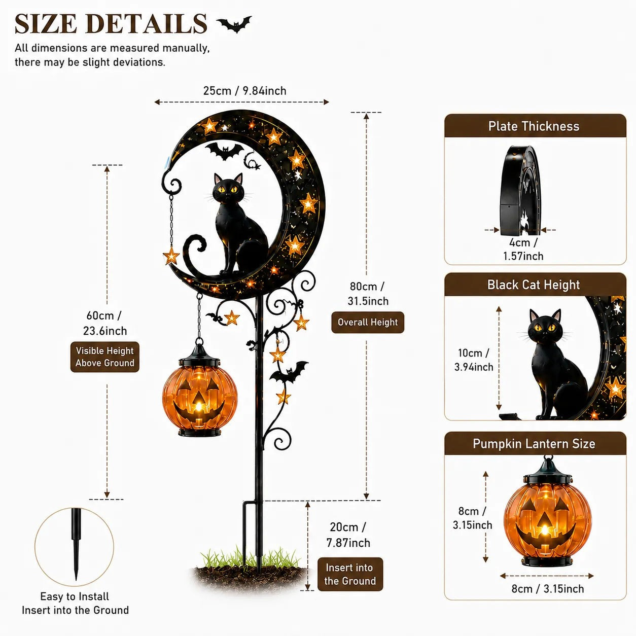👻Solar Halloween Garden Stake Light with Black Cat & Pumpkin