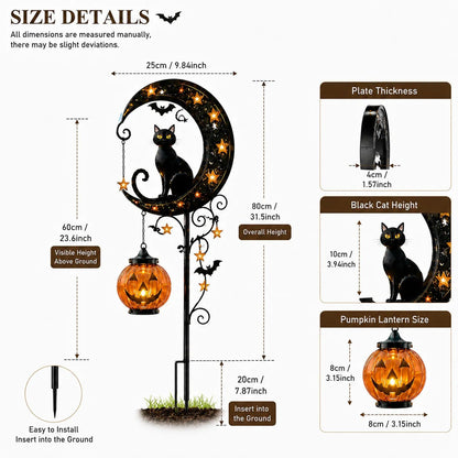 👻Solar Halloween Garden Stake Light with Black Cat & Pumpkin
