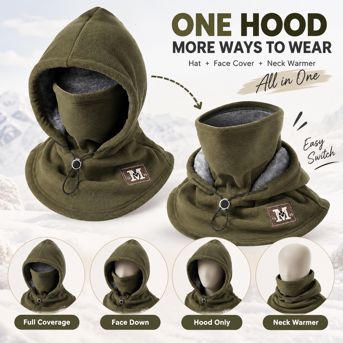 3-in-1 Winter Fleece Balaclava Hood 🧣❄️ Warm Face, Ear & Neck Cover