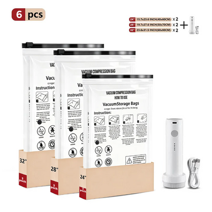 ✈️ Vacuum Compression Storage Bags Set – Pack More, Travel Lighter & Save Closet Space