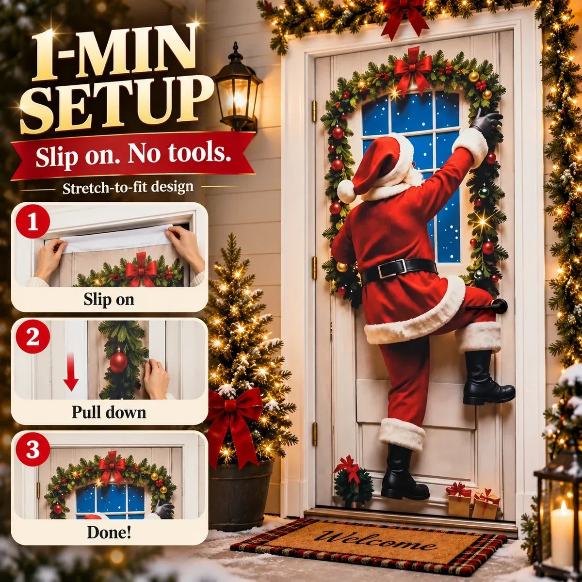 🎄Magical Christmas Door Cover & Holiday Party Banner