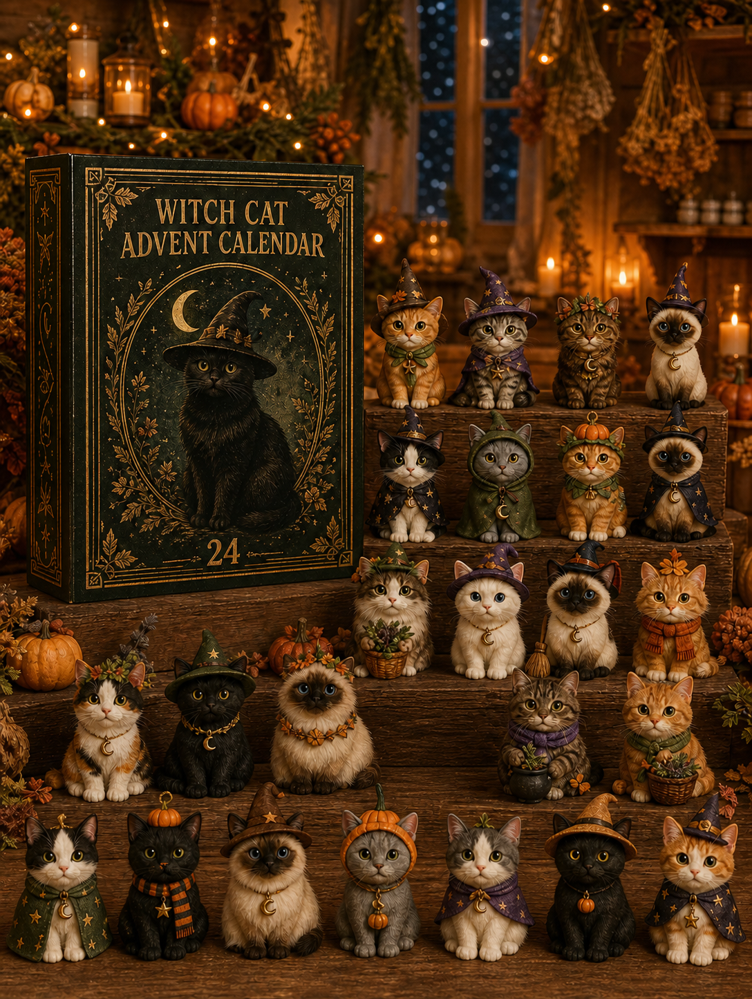 2026 Cat Advent Calendar with 24 Collectible Christmas Figures