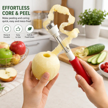 2-in-1 Apple Corer & Peeler – Stainless Steel Fruit Coring Tool for Apples, Pears & Peppers | Quick Seed Remover