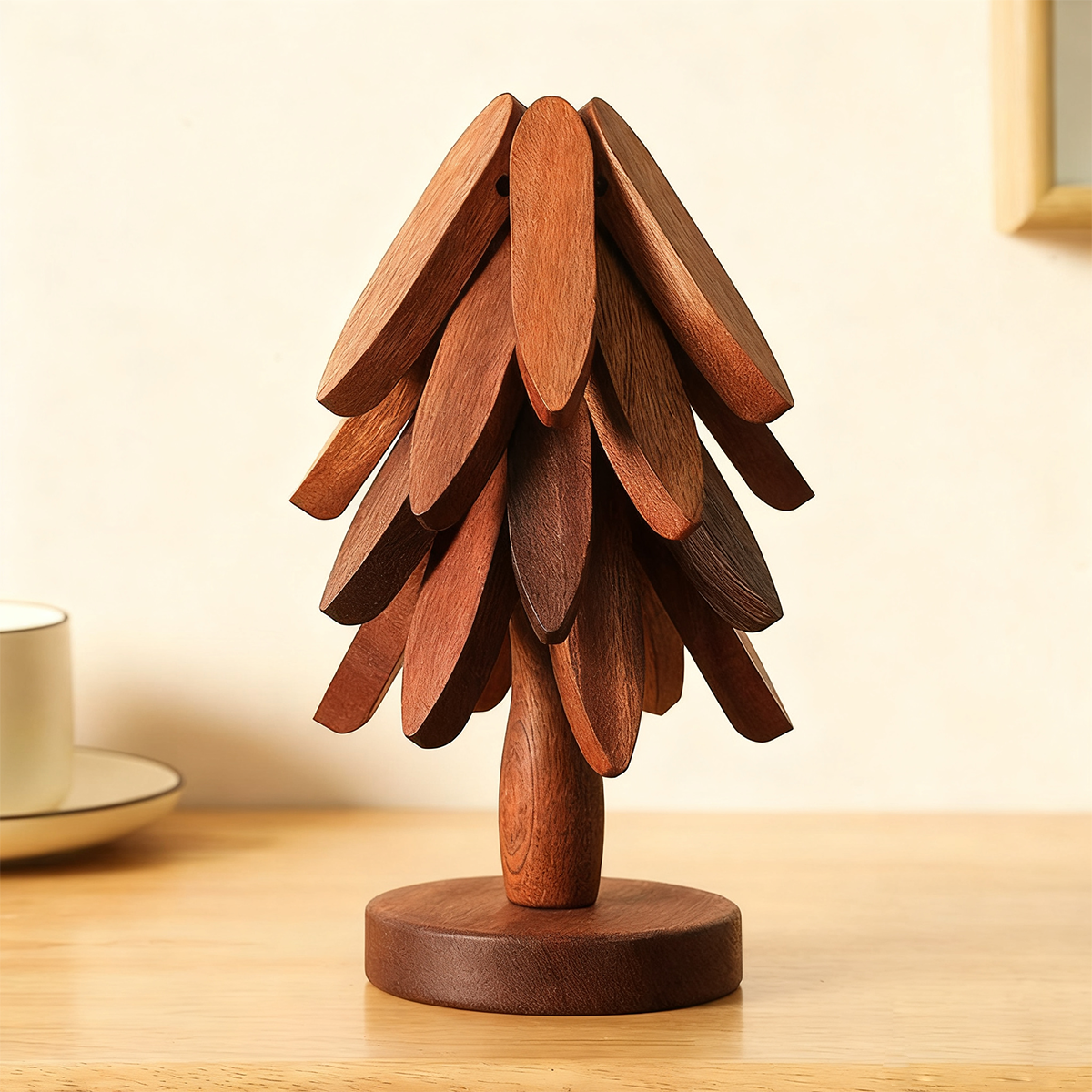 Wooden Christmas tree trivet gift idea