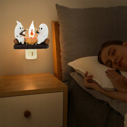 Cute Ghost Campfire Halloween Nightlight