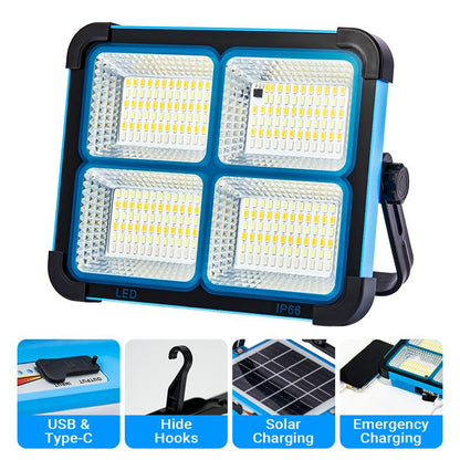 Solar Rechargeable LED Work Light - 288 Super Bright 5730 Beads Floodlight