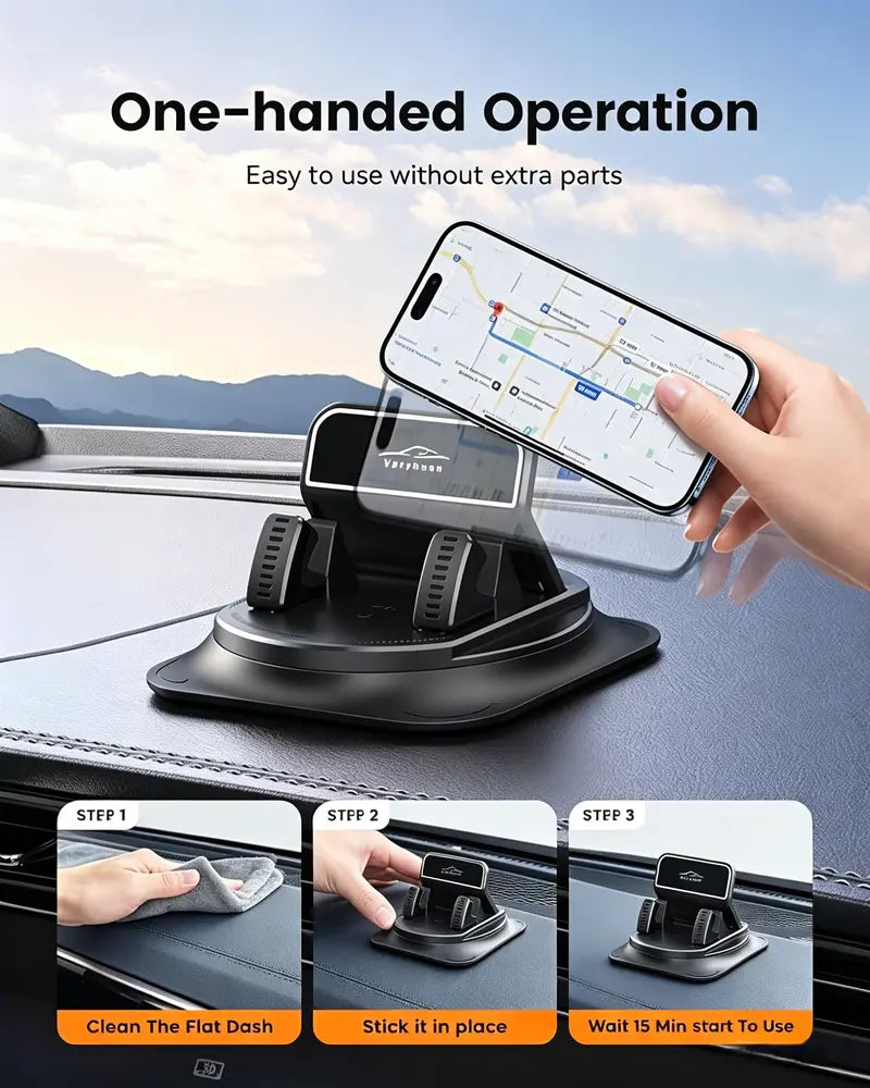 Universal 360° Rotation Car Phone Mount - Dashboard Phone Holder for All Smartphones