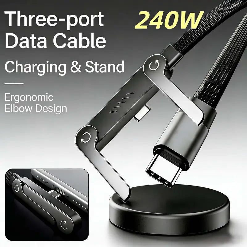 Invisible Holder Charger Cable with Stand,240w super fast charging 2-in-1 Fast ChargingCord & Phone Stand