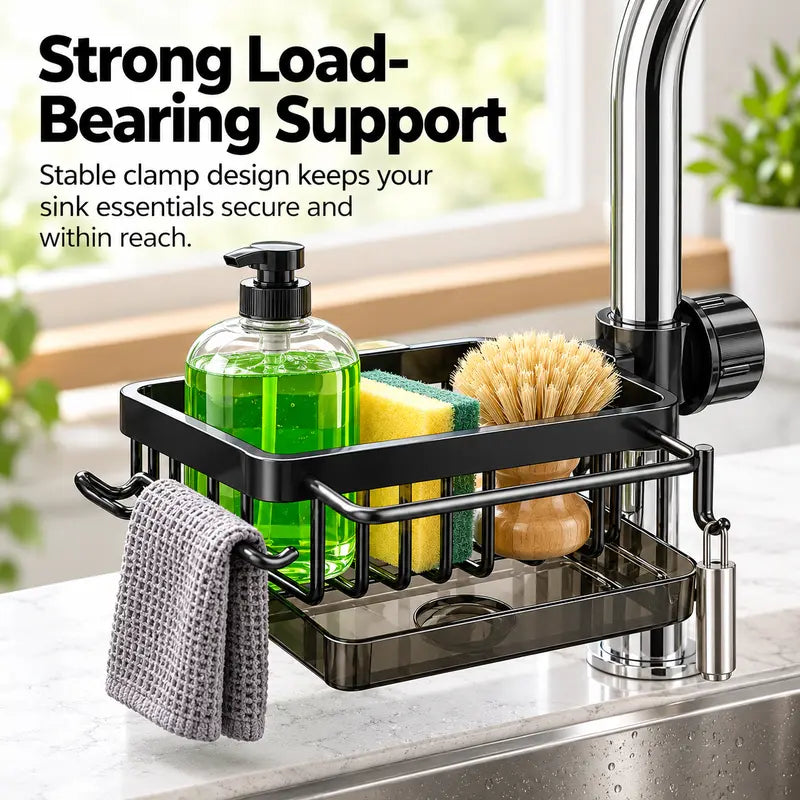 Sink Organizer Rack, Stainless Steel Hanging Faucet Drain Rack with Drip Tray🧽