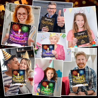 🎂🎉Birthday Cards With Fireworks & Pop Up Cake & Blow-able Music