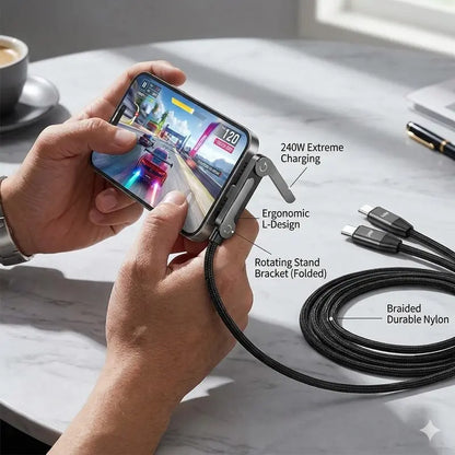 Invisible Holder Charger Cable with Stand,240w super fast charging 2-in-1 Fast ChargingCord & Phone Stand