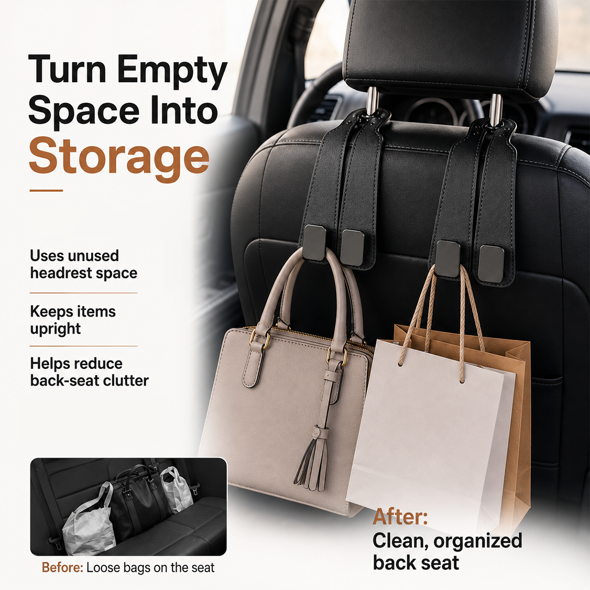 Car Seat Back Alcantara Storage Hook