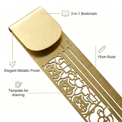 🐱✨ Cat Lover’s 3-in-1 Metal Bookmark Ruler | Bookmark, Ruler & Coloring