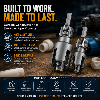 Drill-Powered Pipe Thread Cutting Bit