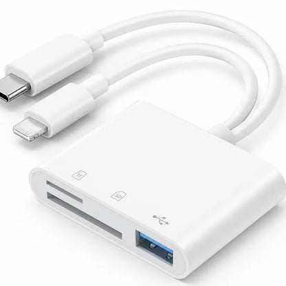 SD Card Reader for iPhone, iPad and Android, Camera Adapter, USB-C & Lightning