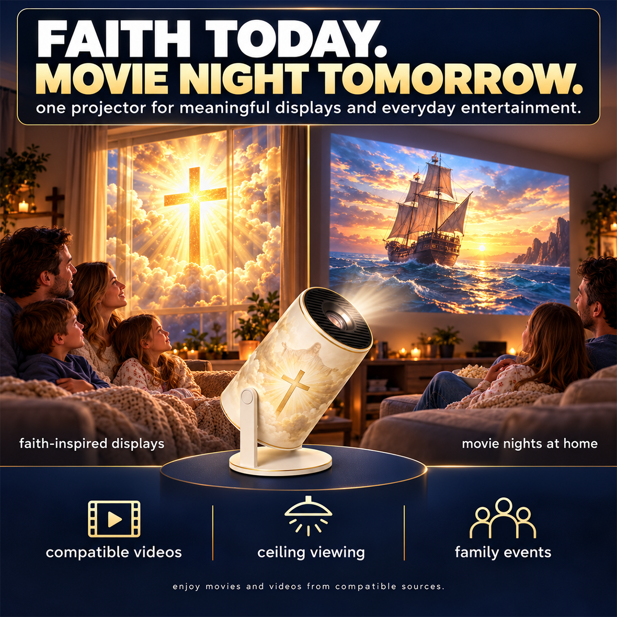 Christian Faith Projector, Portable Religious Pattern Projection Lamp