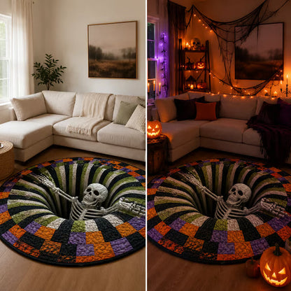 🎃 Halloween 3D Skeleton Vortex Round Rug