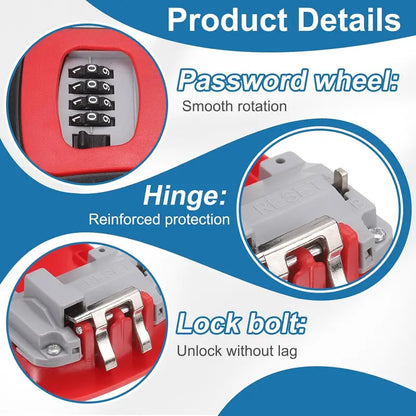 Wall Mount Key Lock Box - 4 Digit Combination Lockbox