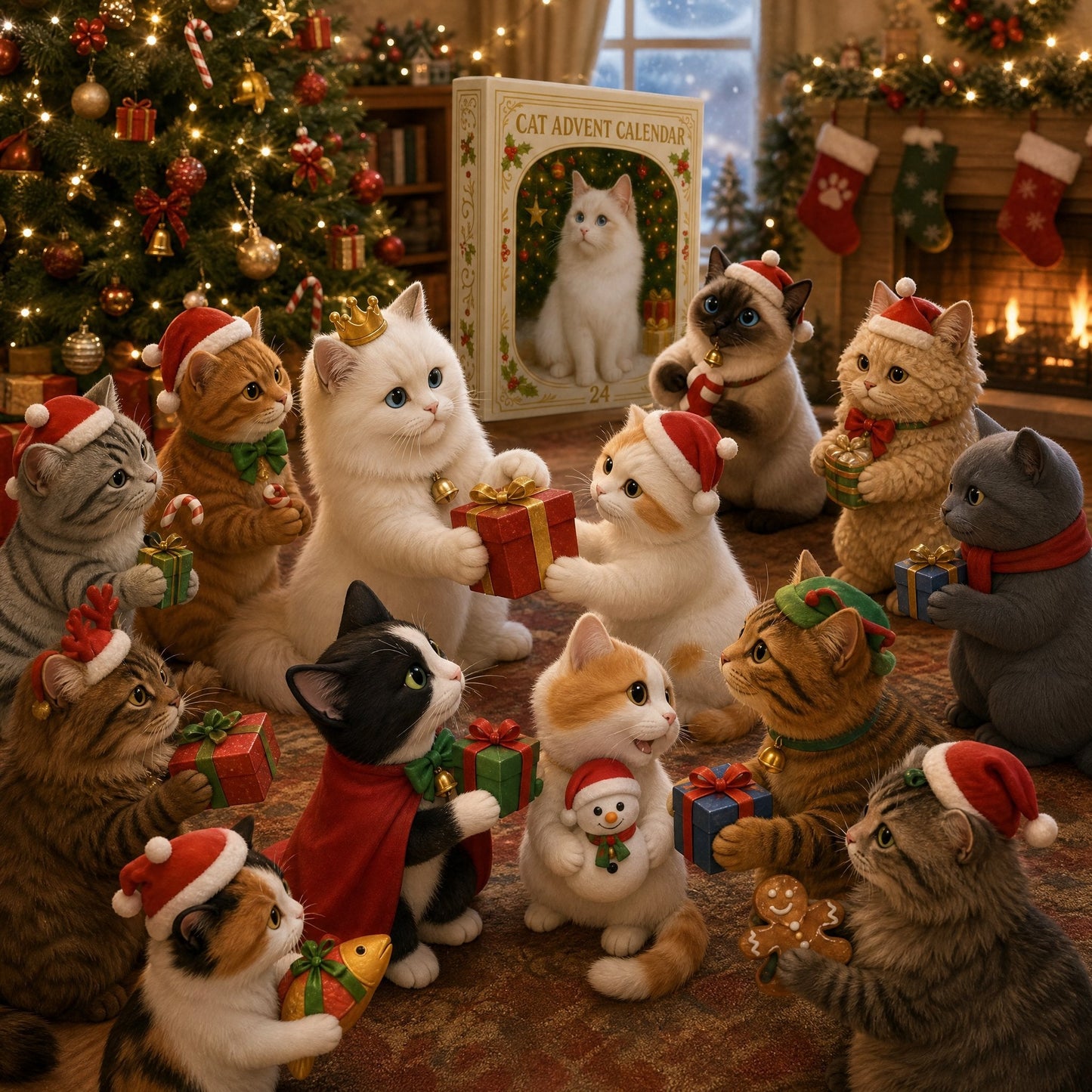 2026 Cat Advent Calendar with 24 Collectible Christmas Figures
