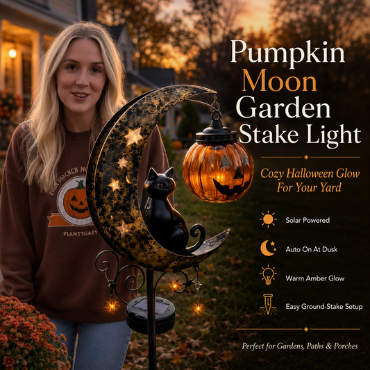 👻Solar Halloween Garden Stake Light with Black Cat & Pumpkin