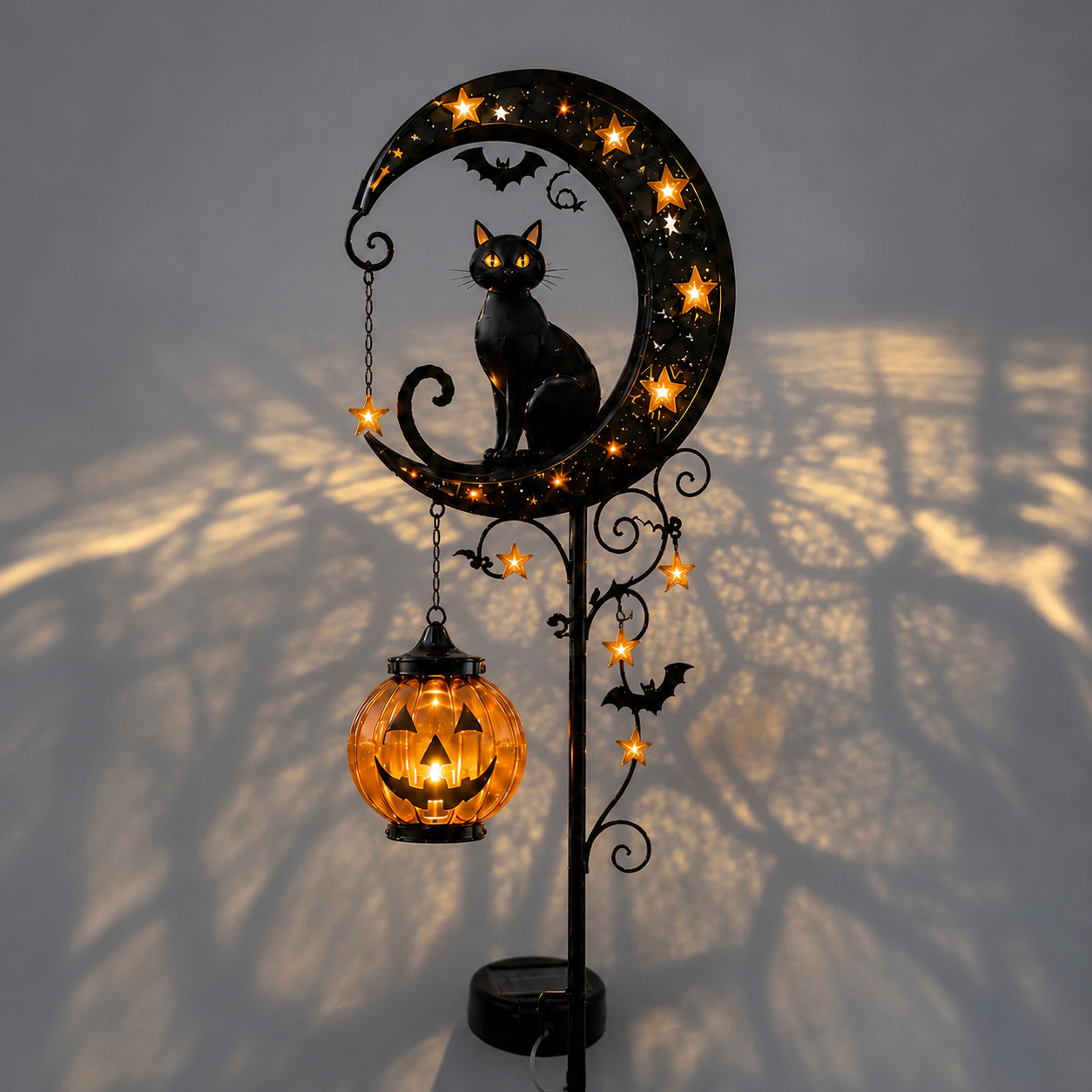 👻Solar Halloween Garden Stake Light with Black Cat & Pumpkin