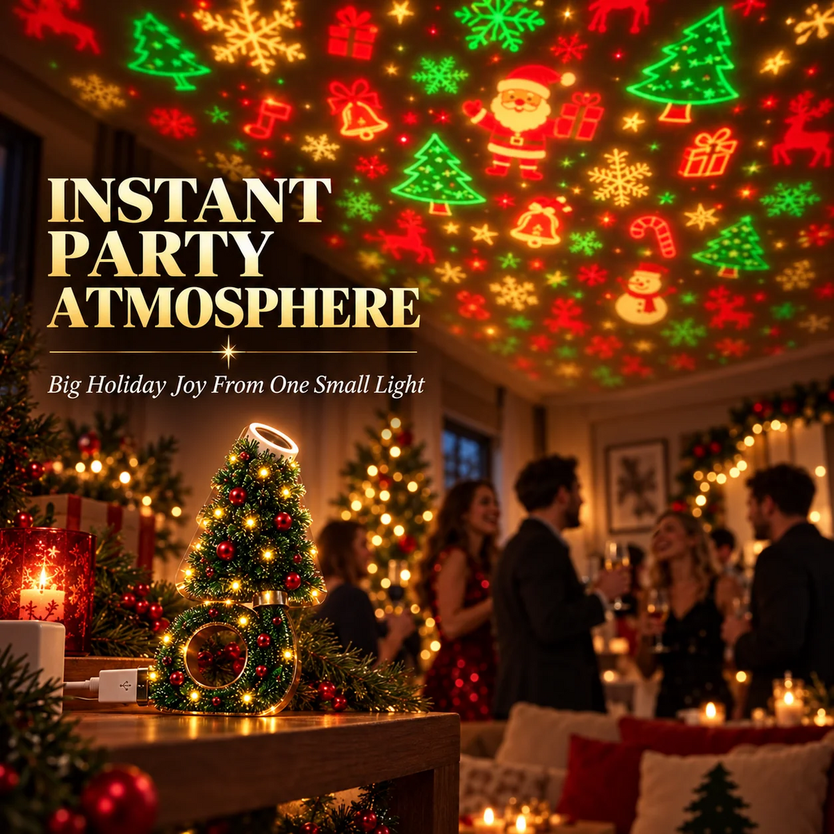 Christmas Tree Projection Light|6+ Holiday Pattern Ceiling Lamp