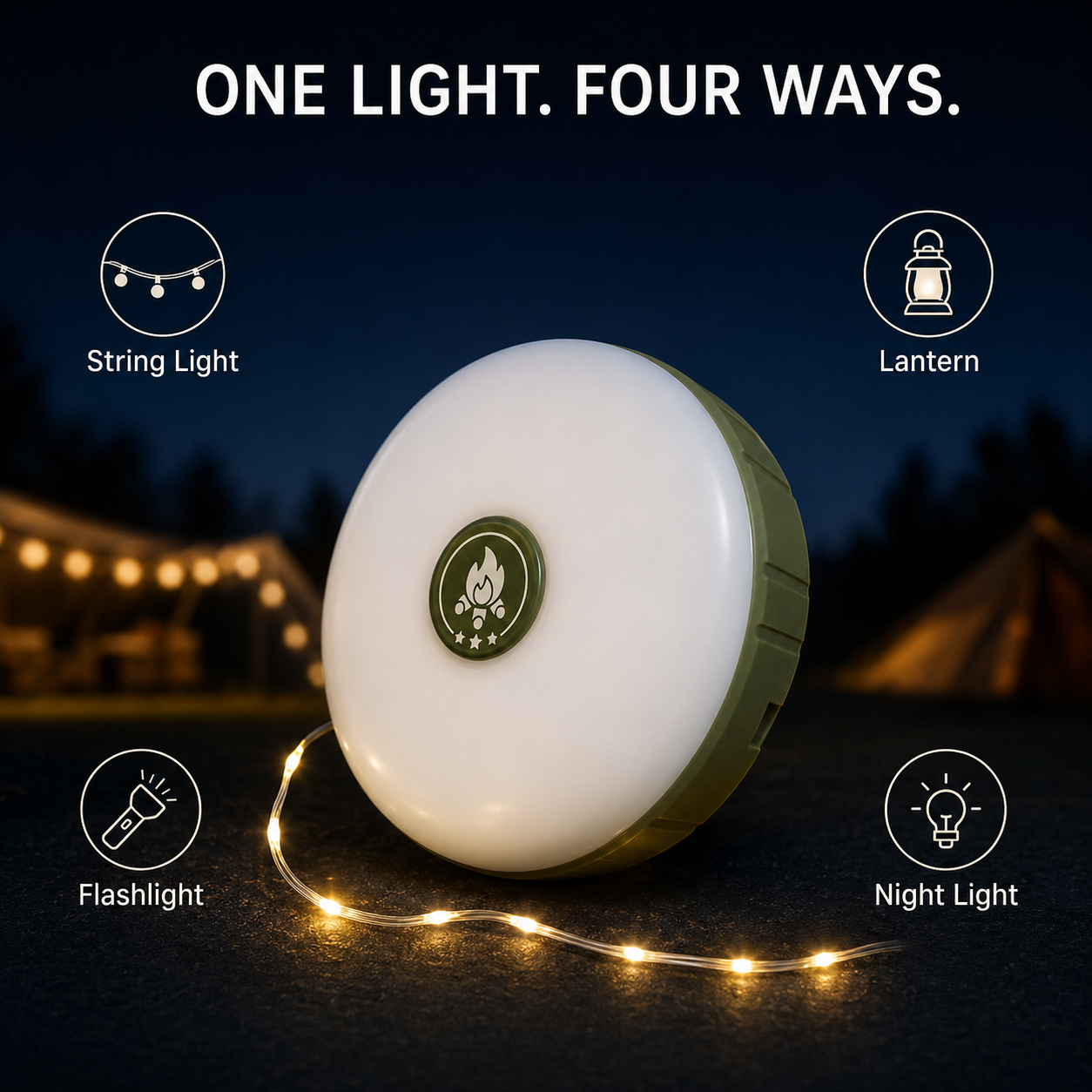 Magnetic Camping String Lights With Power Bank