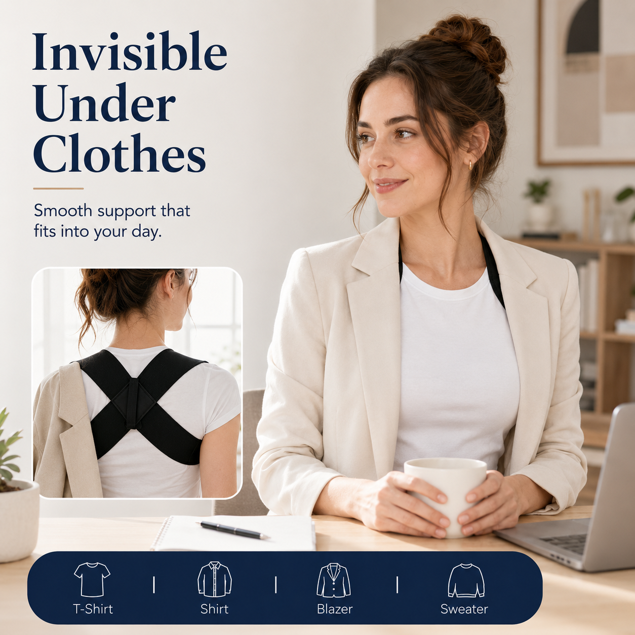 Adjustable Posture Corrector – Comfortable Back Support Brace for Men & Women
