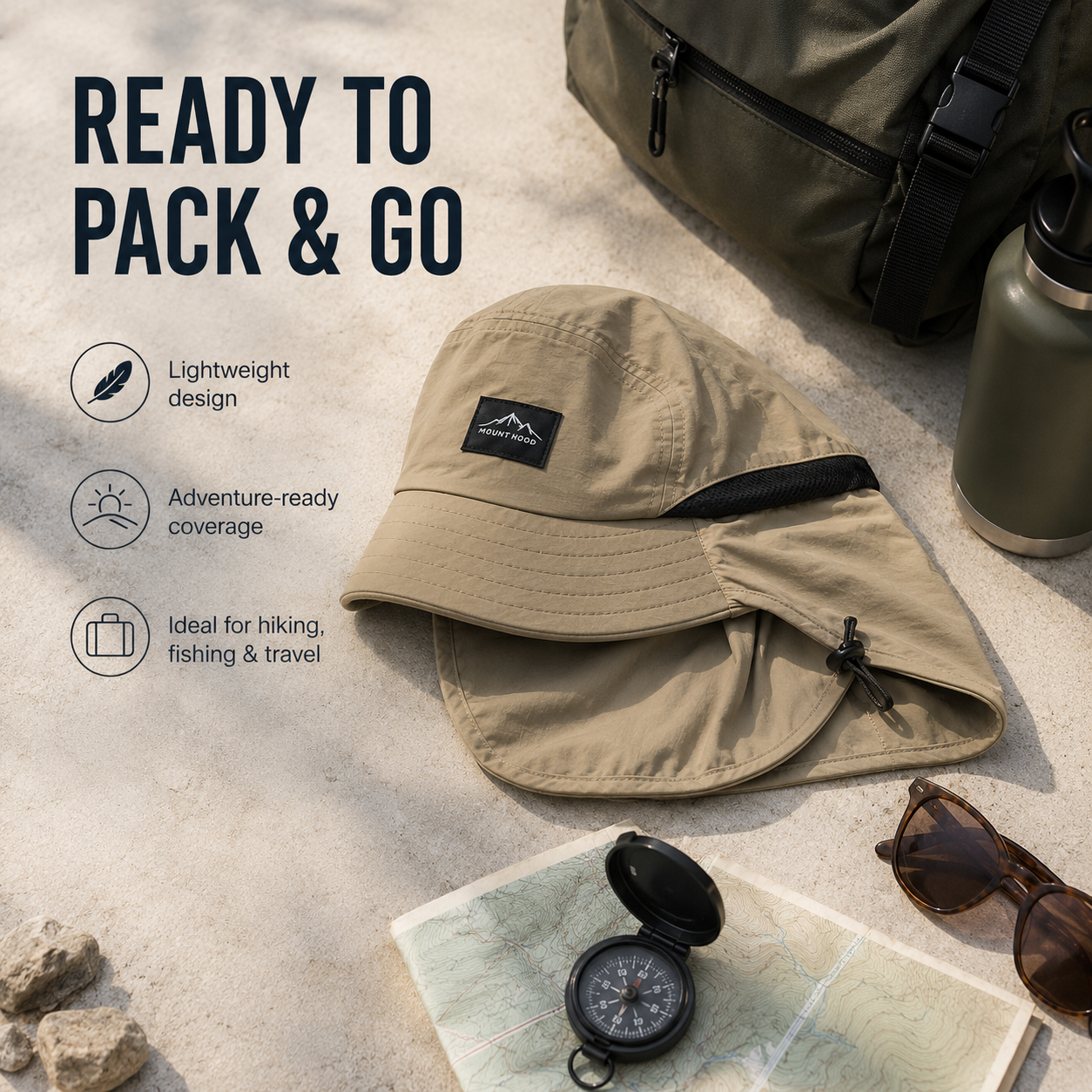 Outdoor Sun Protection Hat Unisex Fisherman Hat UV Neck Flap