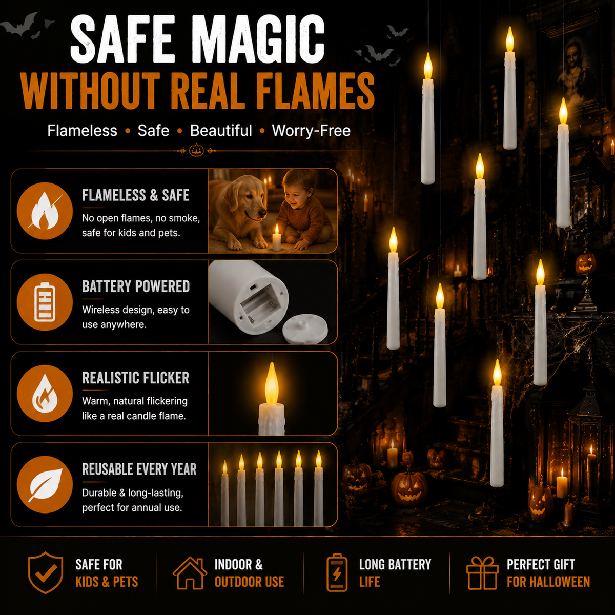 🕯️ Floating Halloween Candles